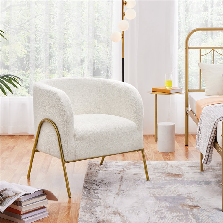 White upholstered on sale armchair